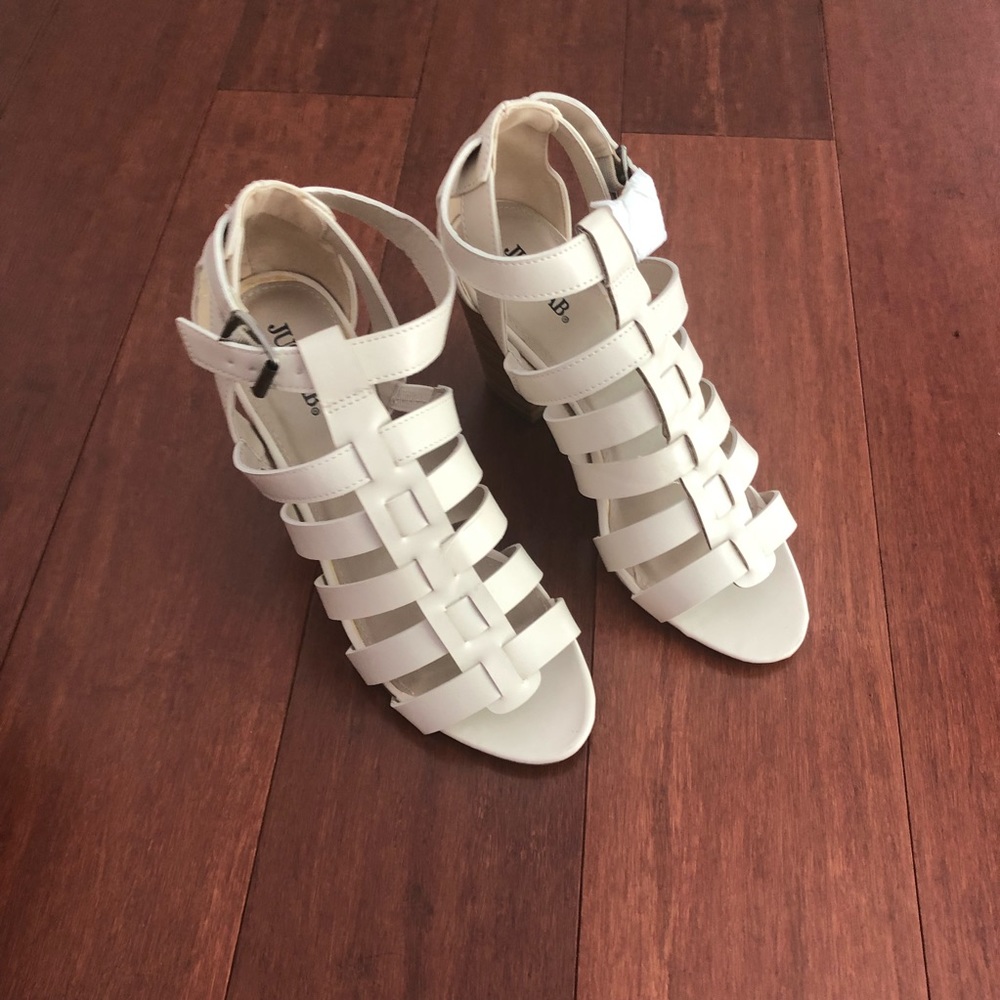 Off white caged sandals